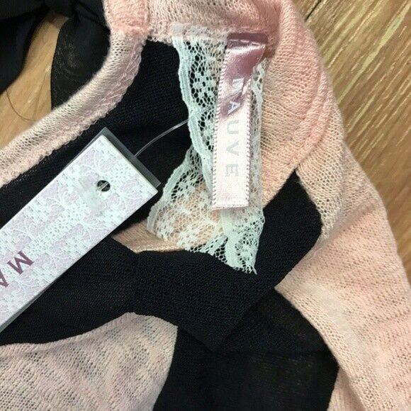 Mauve Womens Sweater Sz XL Pink Black Semi Sheer Made in the USA Peachy NEW - Picture 3 of 6